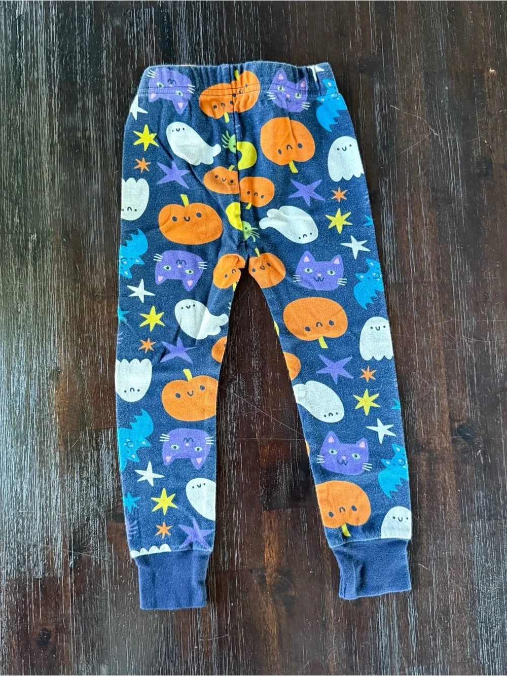 Old Navy Navy Halloween Pajama Set with Orange Pumpkins & Multicolor Characters